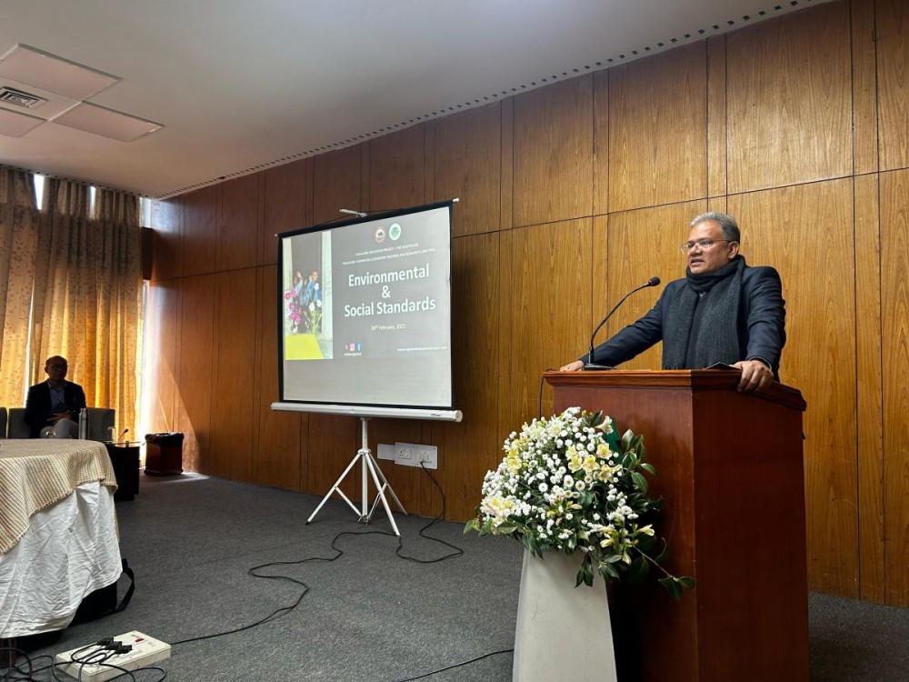 Chief Secretary & Chairman, Project Steering Committee, NECTAR, J Alam, IAS addressing one-day training and orientation on environmental and social standards  at Japfü Hotel, Kohima on February 26. (Photo Courtesy: Project NECTAR)